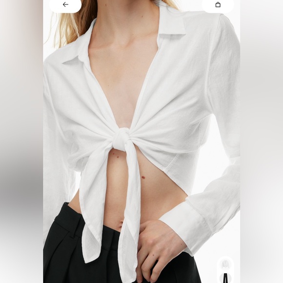 Babaton Tops - Babaton Aritzia Connection Linen Blouse White